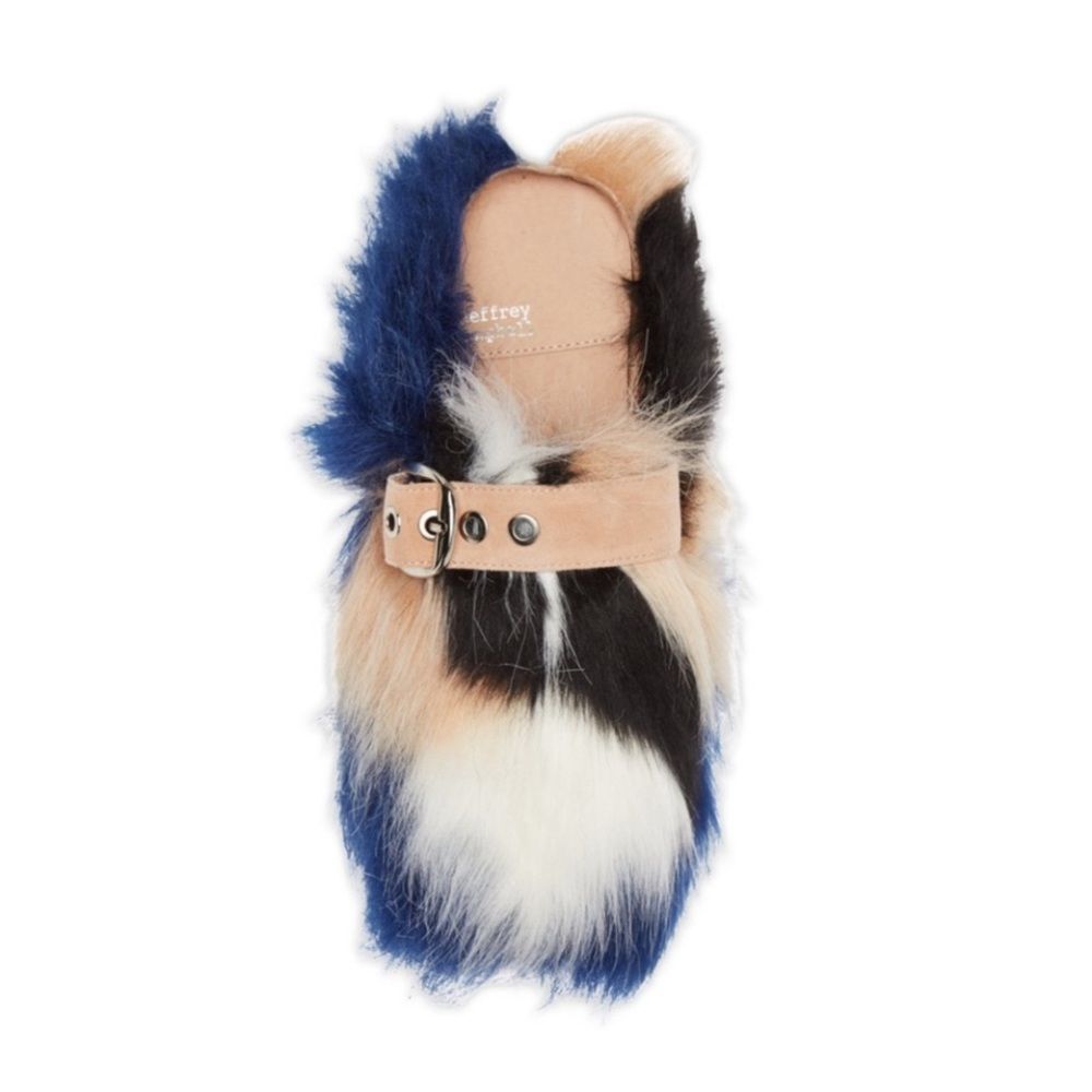 Jeffrey Campbell Rlxathome Faux Fur Mule Slide Slipper in Beige Blue Combo - Picture 16 of 16
